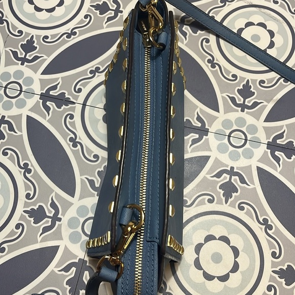Michael Kors Blue and Gold Crossbody Bag with Studded Details, Saffiano Leather - Picture 15 of 16